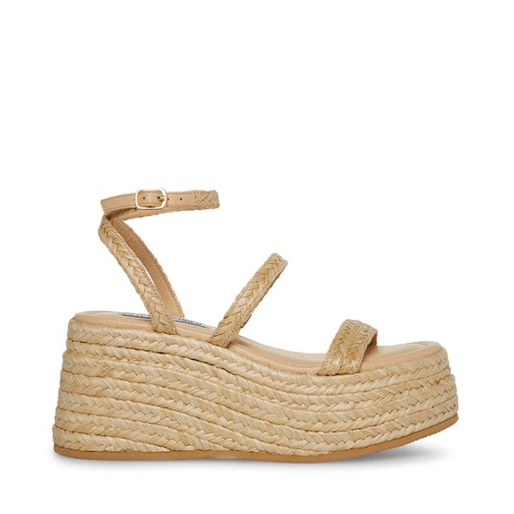 Steve Madden Shoes - STEVE MADDEN ABUNDANT NATURAL RAFFIA PLATFORM ESPADRILLE SANDALS